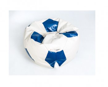 Кресло-мешок Мяч большой Экокожа бело-синее в Лысьве - lysva.mebel-74.com | фото