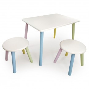 Детский комплект стол и два табурета круглых  (Белый, Белый, Цветной) в Лысьве - lysva.mebel-74.com | фото