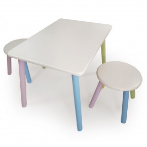 Детский комплект стол и два табурета круглых  (Белый, Белый, Цветной) в Лысьве - lysva.mebel-74.com | фото