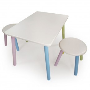 Детский комплект стол и два табурета круглых с накладкой Алфавит (Белый, Белый, Цветной) в Лысьве - lysva.mebel-74.com | фото