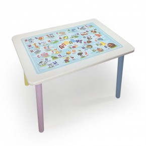 Детский стол с накладкой Алфавит (Белый/Цветной) в Лысьве - lysva.mebel-74.com | фото