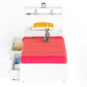 Камелия Кровать с ящиками 0900, цвет белый, ШхГхВ 93,5х217х78,2 см., сп.м. 900х2000 мм., без матраса, основание есть в Лысьве - lysva.mebel-74.com | фото