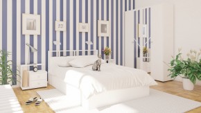 Камелия спальня № 1 Кровать 1400 + Две тумбы + Шкаф 4-х створчатый, цвет белый, сп.м. 1400х2000 мм., б/м, основание есть в Лысьве - lysva.mebel-74.com | фото