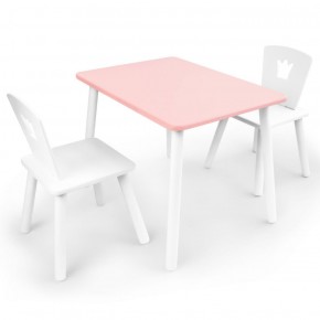 Комплект детской мебели стол и два стула Корона  (Розовый/Белый/Белый) в Лысьве - lysva.mebel-74.com | фото