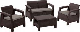Комплект мебели Корфу сет (Corfu set) коричневый - серо-бежевый * в Лысьве - lysva.mebel-74.com | фото