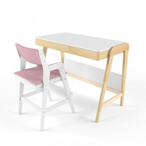 Комплект растущий стол и стул с чехлом 38 попугаев «Вуди» (Белый, Белый, Розовый) в Лысьве - lysva.mebel-74.com | фото