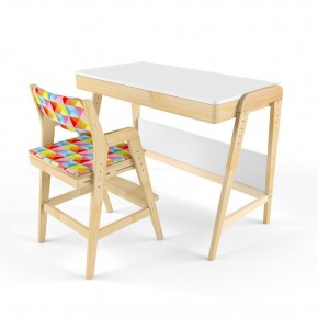 Комплект растущий стол и стул с чехлом 38 попугаев «Вуди» (Белый, Береза, Ромбы) в Лысьве - lysva.mebel-74.com | фото