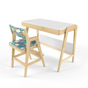 Комплект растущий стол и стул с чехлом 38 попугаев «Вуди» (Белый, Береза, Салют) в Лысьве - lysva.mebel-74.com | фото