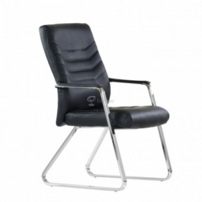 Кресло Barneo K-25 для посетителей и переговорных (хром, черная экокожа) в Лысьве - lysva.mebel-74.com | фото