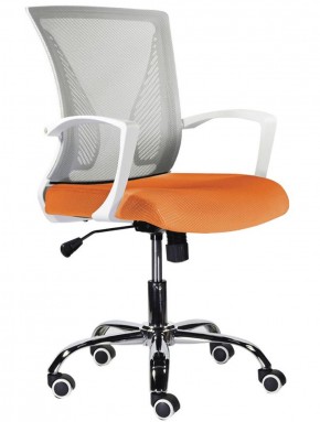 Кресло BRABIX "Wings MG-306", пластик белый, хром, сетка, серое/оранжевое, 532011 в Лысьве - lysva.mebel-74.com | фото