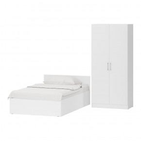 Кровать 1200 + Шкаф 2-х створчатый Стандарт, цвет белый, ШхГхВ 123,5х203,5х70 + 90х52х200 см., сп.м. 1200х2000 мм., без матраса, основание есть в Лысьве - lysva.mebel-74.com | фото