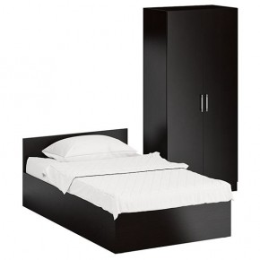 Кровать 1200 + Шкаф 2-х створчатый Стандарт, цвет венге, ШхГхВ 123,5х203,5х70 + 90х52х200 см., сп.м. 1200х2000 мм., без матраса, основание есть в Лысьве - lysva.mebel-74.com | фото