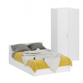 Кровать 1400 + Шкаф угловой Стандарт, цвет белый, ШхГхВ 143,5х203,5х70 + 81,2х81,2х200см., сп.м. 1400х2000 мм., без матраса, основание есть в Лысьве - lysva.mebel-74.com | фото
