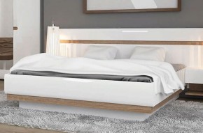 Кровать 160/TYP 94-01 с подъемником, LINATE ,цвет белый/сонома трюфель в Лысьве - lysva.mebel-74.com | фото