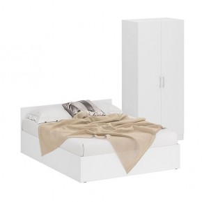 Кровать 1600 + Шкаф 2-х створчатый Стандарт, цвет белый, ШхГхВ 163,5х203,5х70 + 90х52х200 см., сп.м. 1600х2000 мм., без матраса, основание есть в Лысьве - lysva.mebel-74.com | фото