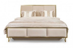 Кровать Lara 1600 с мягким изголовьем + основание (бежевый глянец) в Лысьве - lysva.mebel-74.com | фото