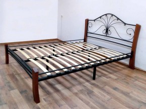 Кровать "Фортуна 4 ЛАЙТ" Черная (1600*2000) (ножки-махагон) с коваными элементами в Лысьве - lysva.mebel-74.com | фото