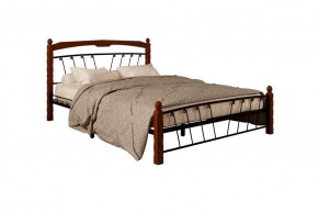 Кровать "Муза 1" КМД10  Черная (1400*2000) (ножки-махагон) с коваными изделиями в Лысьве - lysva.mebel-74.com | фото