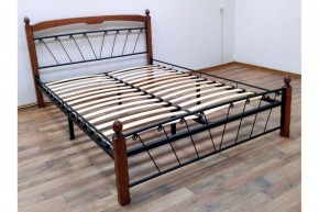 Кровать "Муза 1" КМД10 Черная (1600*2000) (ножки-махагон) с коваными изделиями в Лысьве - lysva.mebel-74.com | фото