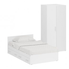 Кровать с ящиками 1200 + Шкаф угловой Стандарт, цвет белый, ШхГхВ 123,5х203,5х70 + 81,2х81,2х200 см., сп.м. 1200х2000 мм., без матраса, основание есть в Лысьве - lysva.mebel-74.com | фото