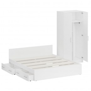 Кровать с ящиками 1800 + Шкаф 2-х створчатый Стандарт, цвет белый, ШхГхВ 183,5х203,5х70 + 90х52х200 см., сп.м. 1800х2000 мм., б/м, основание есть в Лысьве - lysva.mebel-74.com | фото