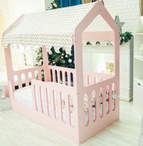 Кровать-домик без ящика 800*1600 (Розовый) в Лысьве - lysva.mebel-74.com | фото
