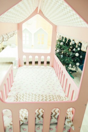 Кровать-домик без ящика 800*1600 (Розовый) в Лысьве - lysva.mebel-74.com | фото