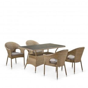 Обеденный комплект плетеной мебели T198B/Y79B-W56 Light Brown (4+1) в Лысьве - lysva.mebel-74.com | фото
