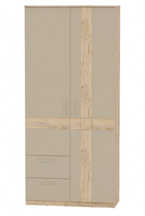 Шкаф 2-х дверный с ящиками ПРЕЗЕНТ 4-4819 (Дуб Крафт Золотой/Капучино/Дуб Мадейра) в Лысьве - lysva.mebel-74.com | фото