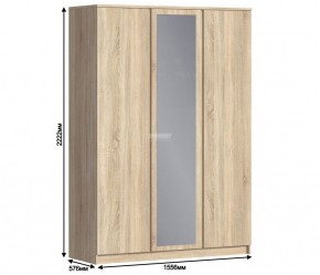 Шкаф 3х дверный с зеркалом Веста СБ-2258 (Дуб Сонома) в Лысьве - lysva.mebel-74.com | фото