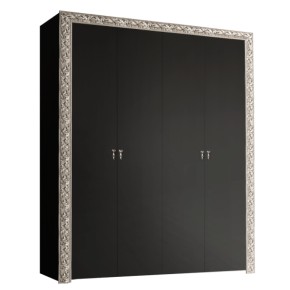 Шкаф 4-х дв. без зеркал Тиффани Premium черная/серебро (ТФШ2/4(П) в Лысьве - lysva.mebel-74.com | фото