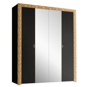 Шкаф 4-х дв. с зеркалами Тиффани Premium черная/золото (ТФШ1/4(П) в Лысьве - lysva.mebel-74.com | фото