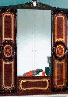 Шкаф 4-х дверный с зеркалами (01.144) Роза (могано) в Лысьве - lysva.mebel-74.com | фото