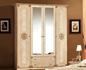 Шкаф 4-х дверный с зеркалами (02.144) Рома (беж) в Лысьве - lysva.mebel-74.com | фото