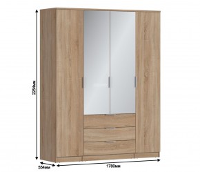 Шкаф 4х дверный с зеркалами Николь СБ-2595/1 (Дуб Сонома) в Лысьве - lysva.mebel-74.com | фото