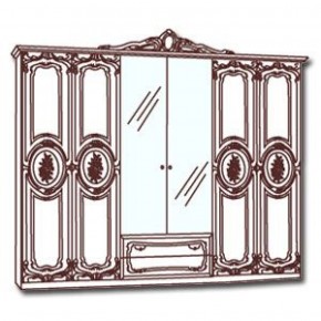 Шкаф 6-и дверный с зеркалами (01.146) Роза (беж) в Лысьве - lysva.mebel-74.com | фото