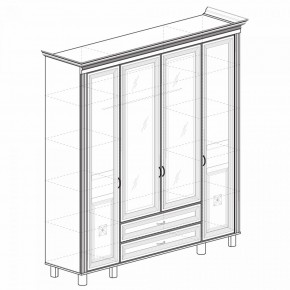 Шкаф для одежды 4-дверный с зеркалом №493 Марлен кремовый белый в Лысьве - lysva.mebel-74.com | фото
