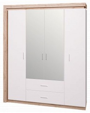 Шкаф для одежды с ящиками 4-х створчатый с зеркалом Люмен 16 в Лысьве - lysva.mebel-74.com | фото