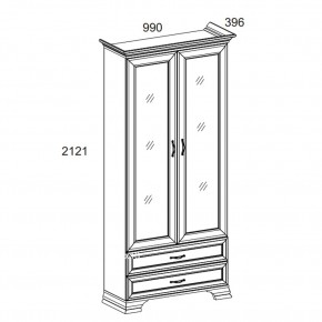 Шкаф с витриной 2V2S, TIFFANY, цвет вудлайн кремовый в Лысьве - lysva.mebel-74.com | фото