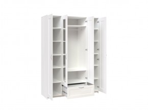 Шкаф СИРИУС четырёхдверный белый с одним выдвижным ящиком и двумя зеркалами в Лысьве - lysva.mebel-74.com | фото