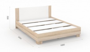 Спальня Аврора Кровать 160 со встроенным основанием под матрас Дуб сонома/Белый в Лысьве - lysva.mebel-74.com | фото