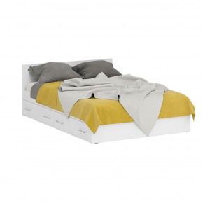 Стандарт Кровать с ящиками 1400, цвет белый, ШхГхВ 143,5х203,5х70 см., сп.м. 1400х2000 мм., без матраса, основание есть в Лысьве - lysva.mebel-74.com | фото